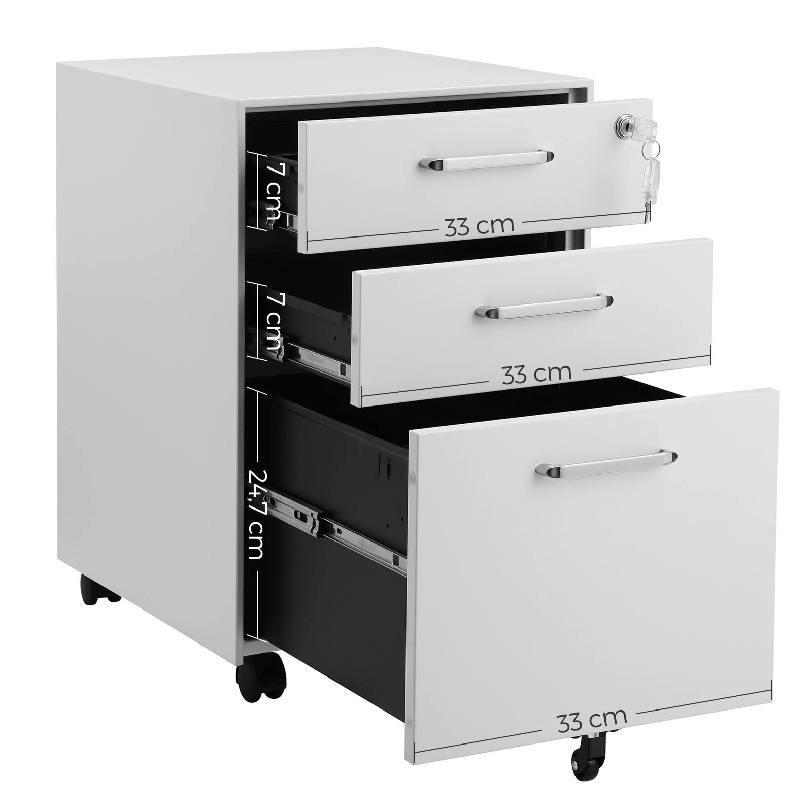 songmics-rollcontainer-stahl-wei-3-schubladen-abschlie-bar-mit-rollen image 7