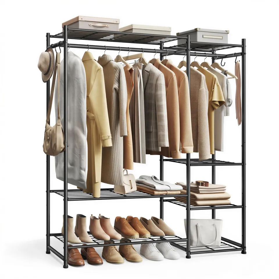 songmics-lgr010bz01-offener-kleiderschrank-garderobenst-nder-schwarz image 1