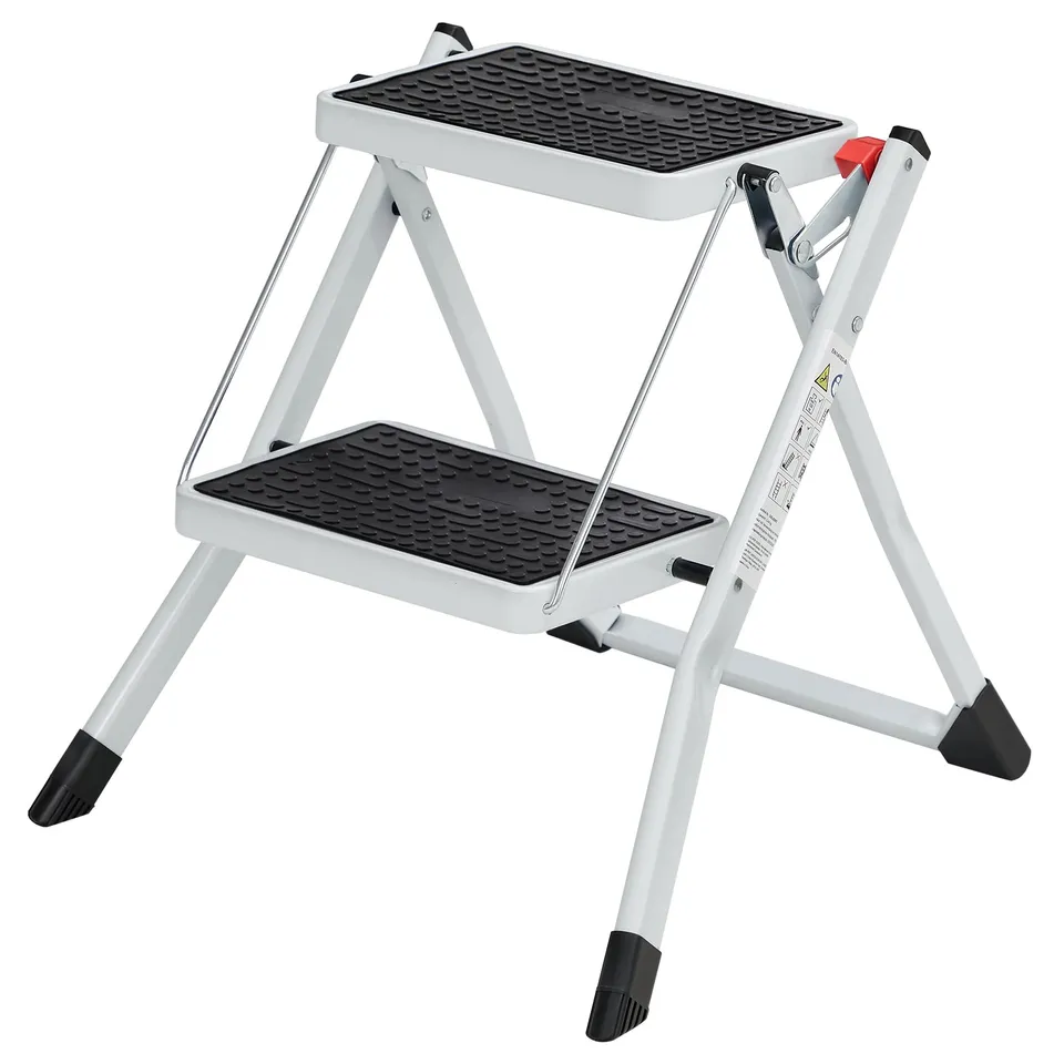 songmics-trittleiter-gsl02wt-mit-2-stufen-stahl-wei-schwarz image 1