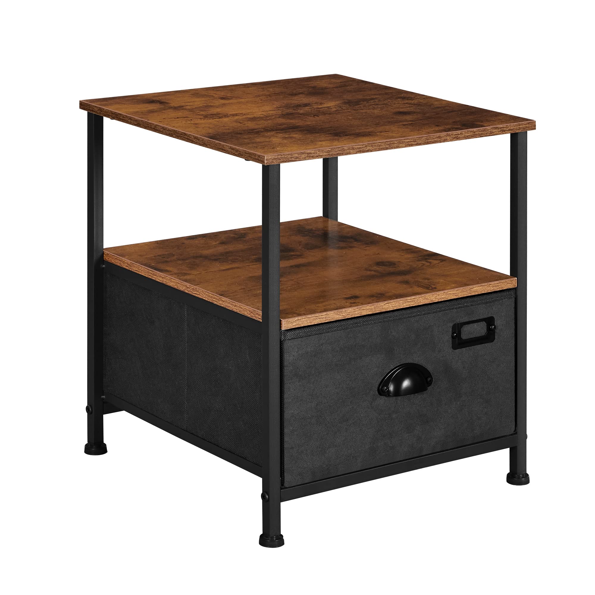 songmics-lvt02h-nachttisch-beistelltisch-1-schublade-vintagebraun-schwarz image 1
