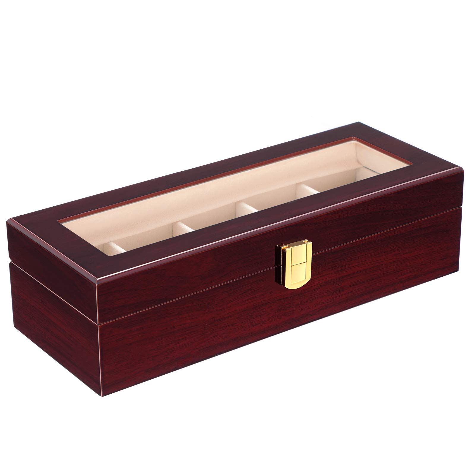 songmics-jow05rd-uhrenbox-holz-5-f-cher-mahagoni image 1