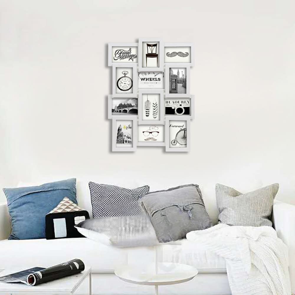 songmics-bilderrahmen-collage-rpf112w-f-r-12-fotos-10-x-15-cm-wei-mit-holzmaseru image 2
