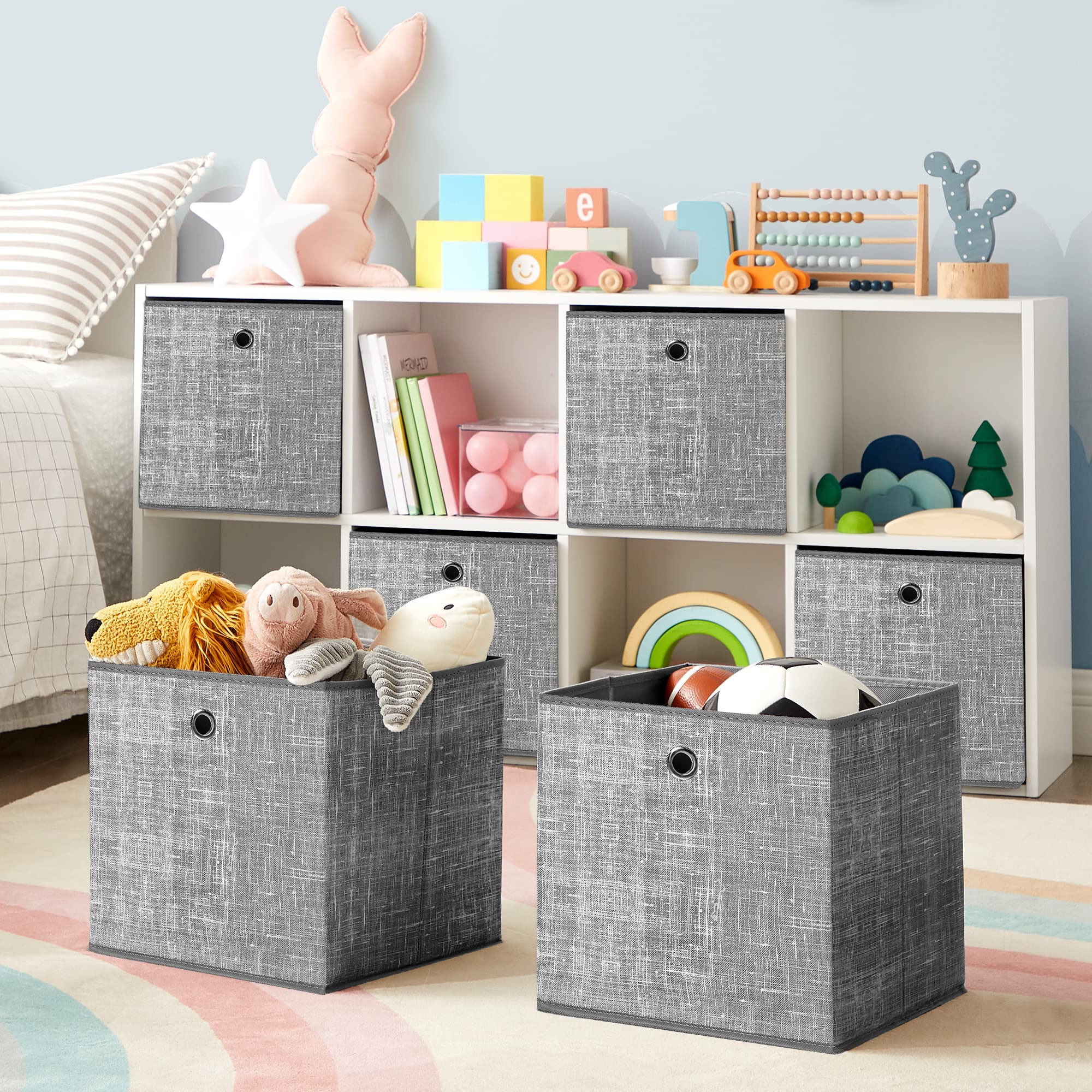 songmics-aufbewahrungsbox-6er-set-rfb02lg-3-grau-meliert-30-x-30-x-30-cm image 4