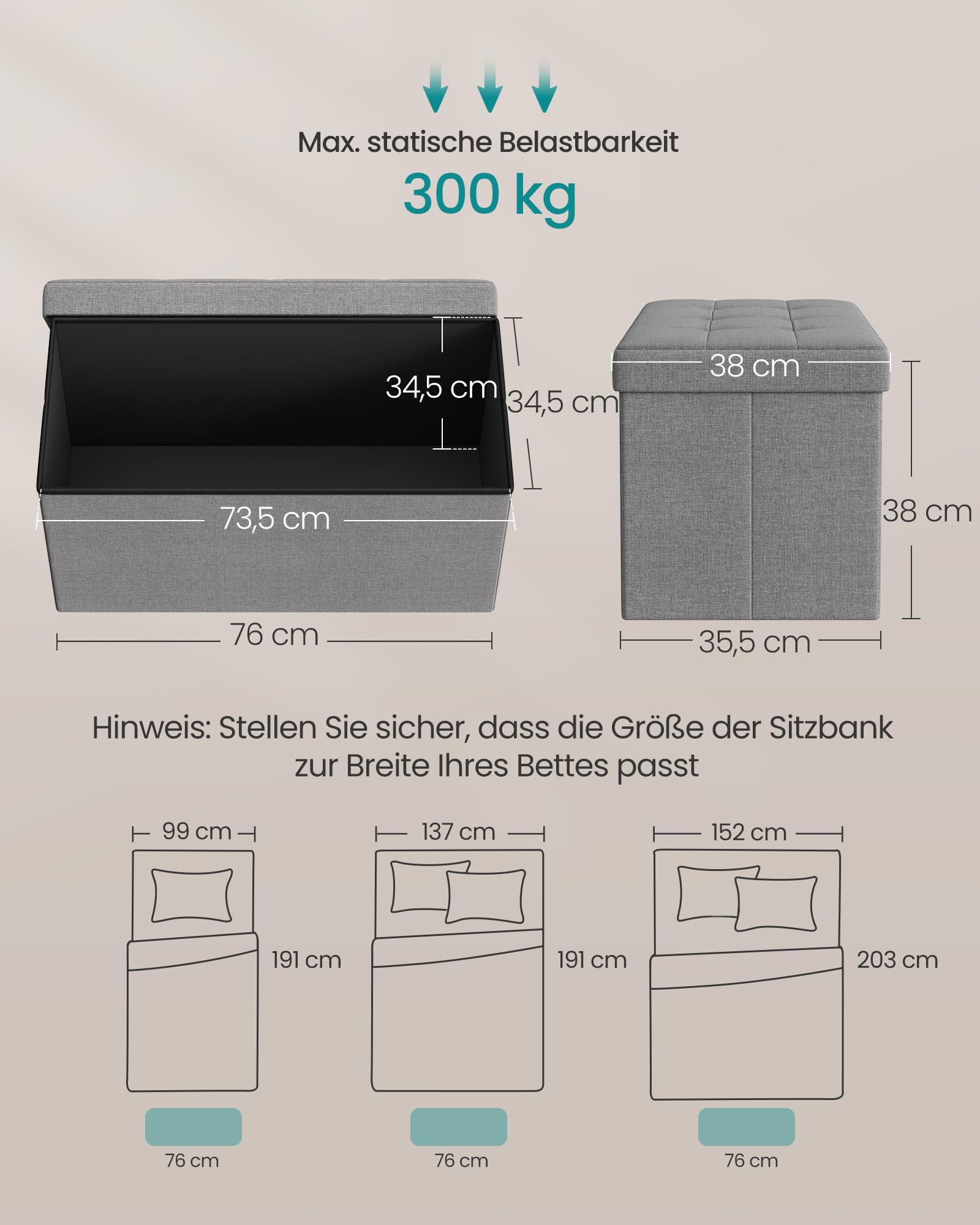 songmics-sitztruhe-lsf47g-sitzhocker-mit-stauraum-38-x-76-x-38-cm-aschgrau image 3
