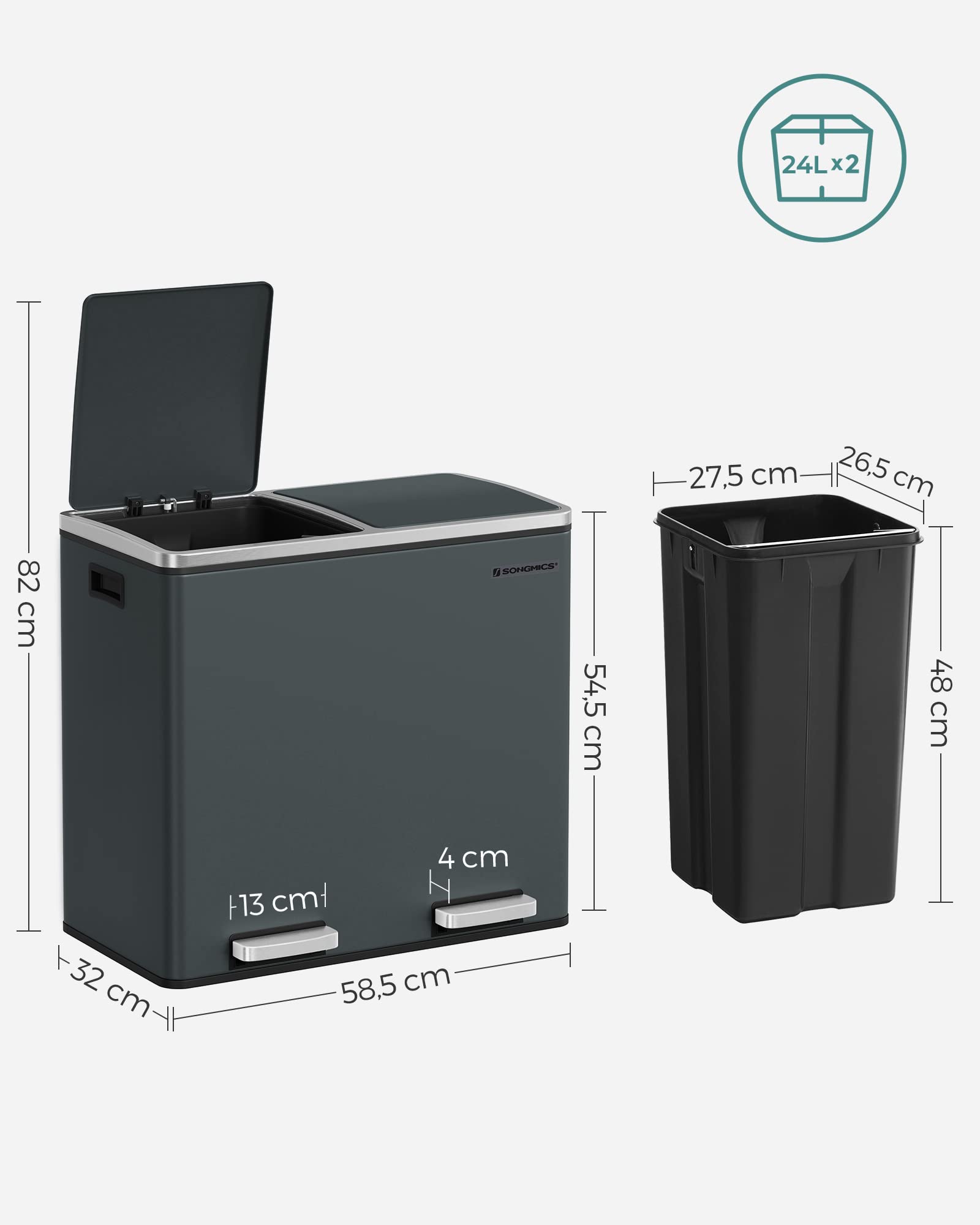 songmics-m-lleimer-ltb48-m-lltrennsystem-2x-24-l-mit-softclose-rauchgrau image 5