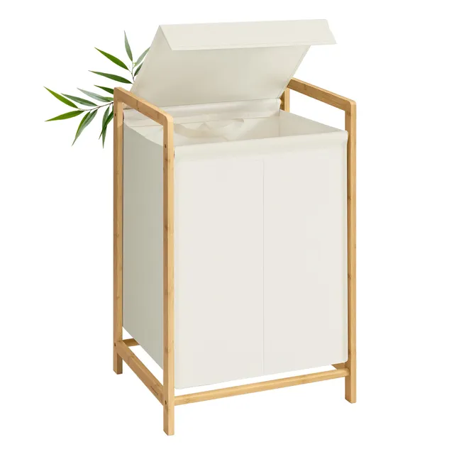 songmics-w-schekorb-100-l-2-f-cher-mit-bambusrahmen-und-deckel image 1