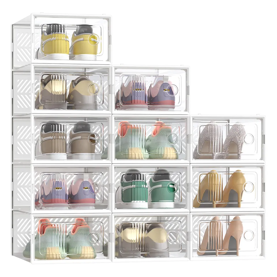 songmics-schuhboxen-12er-set-transparent-wei-stapelbare-aufbewahrungsbox-bis-gr- image 1