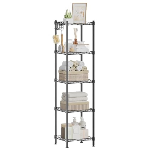 songmics-lgr23bk-badezimmerregal-standregal-5-ebenen-30x30x123-5-cm-schwarz-tran image 8