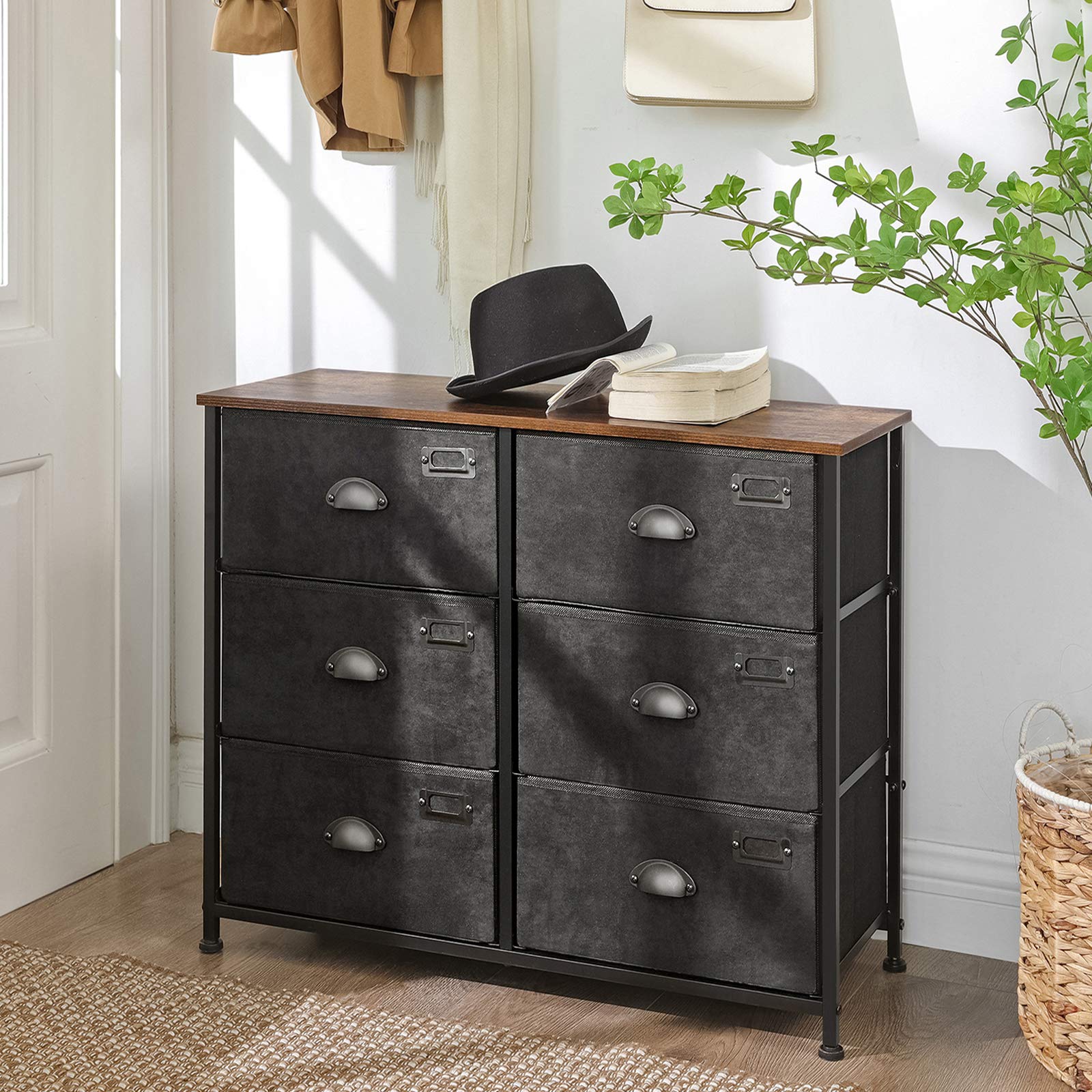 songmics-kommode-aus-stoff-mit-6-schubladen-lvt23hv1-rustikales-braun-schwarz image 3