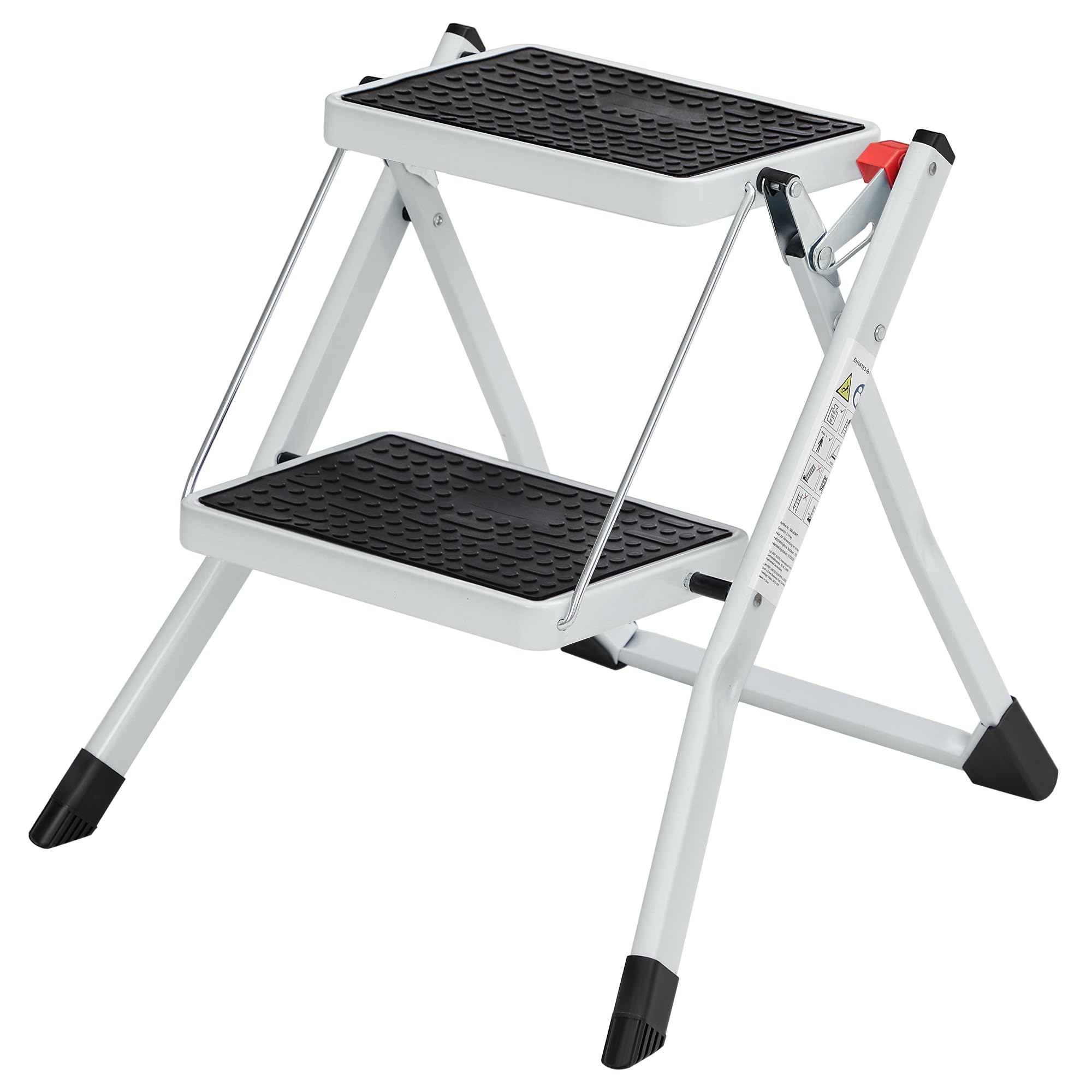songmics-trittleiter-gsl02wt-mit-2-stufen-stahl-wei-schwarz image 1