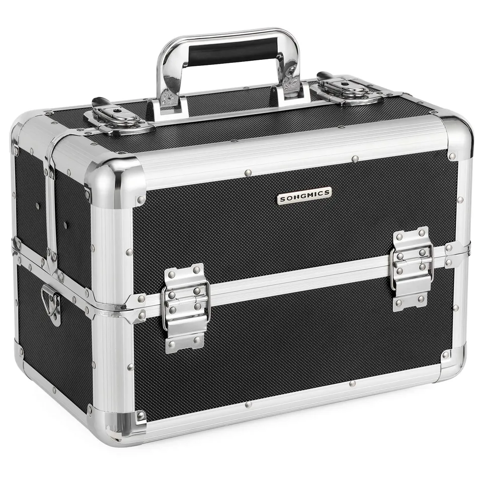 songmics-kosmetikkoffer-schminkkoffer-xxl-alu-36-5x21x25-7-cm-schwarz-jbc228 image 1