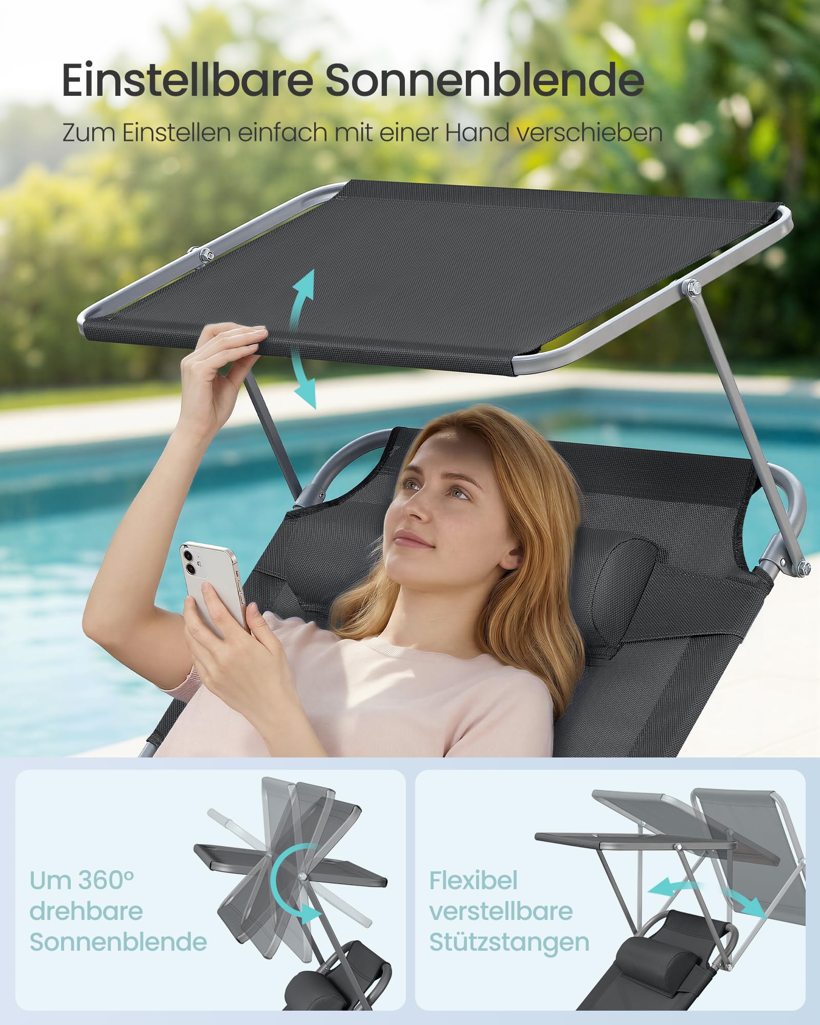 songmics-sonnenliege-klappbar-71x200x38-cm-150-kg-mit-sonnendach-anthrazit-gcb22 image 4