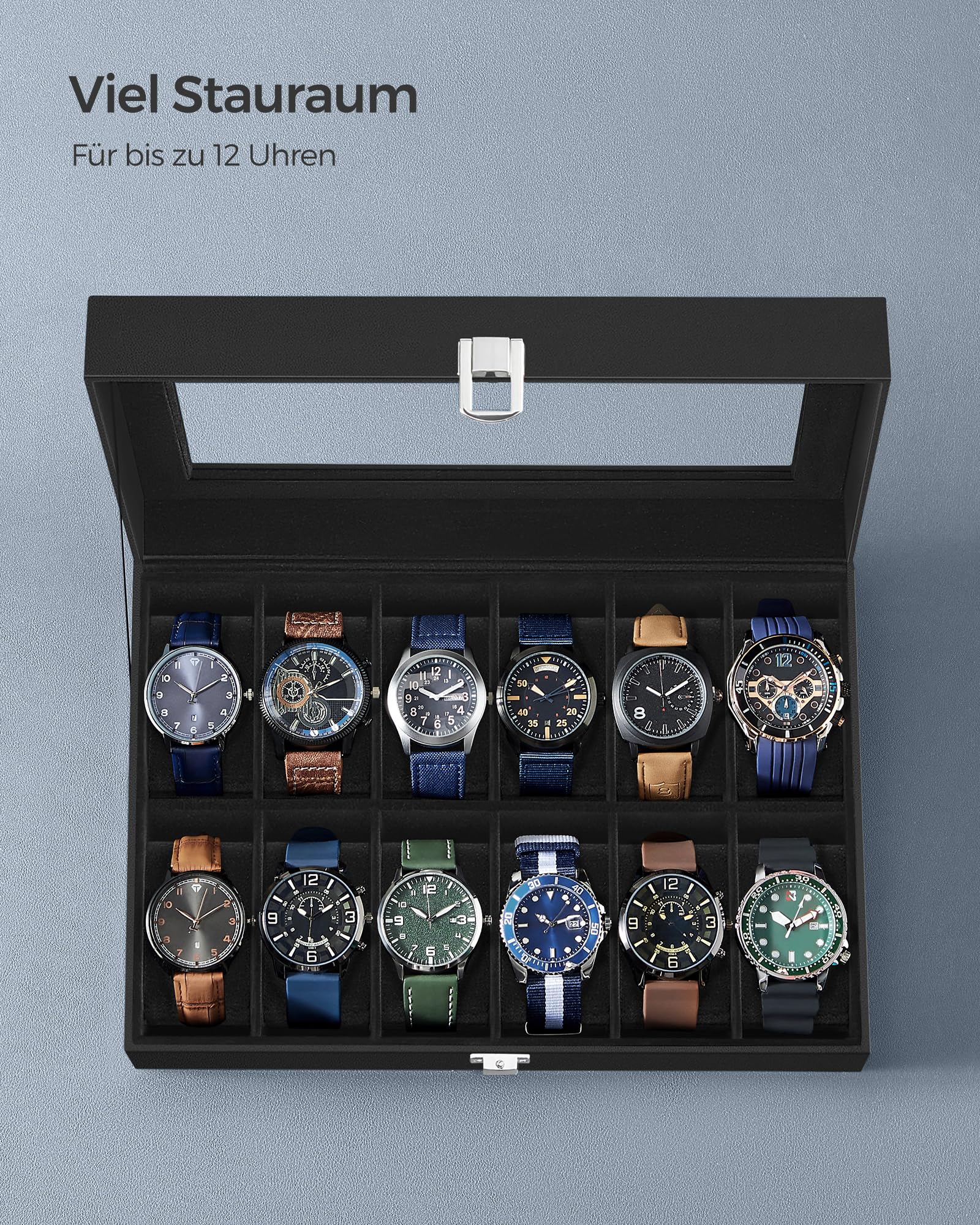 songmics-uhrenbox-jwb12b-mit-12-f-chern-und-glasdeckel-schwarz image 5