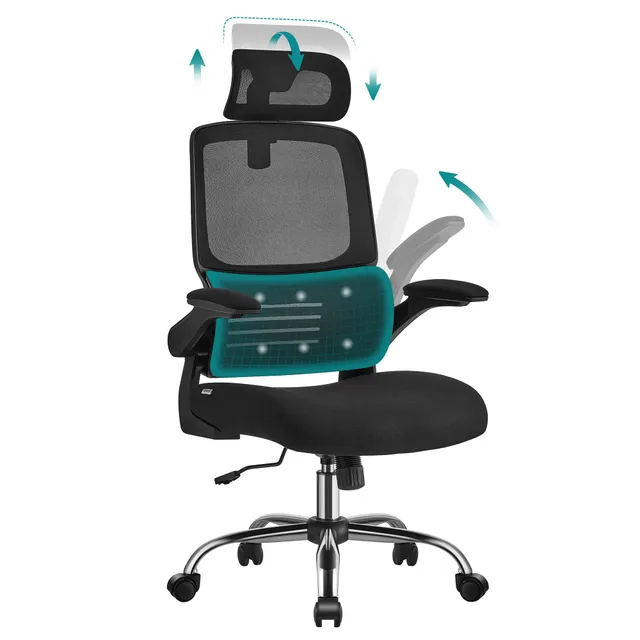 songmics-b-rostuhl-ergonomisch-obn040b01-netzstuhl-tintenschwarz-mit-kopfst-tze image 1