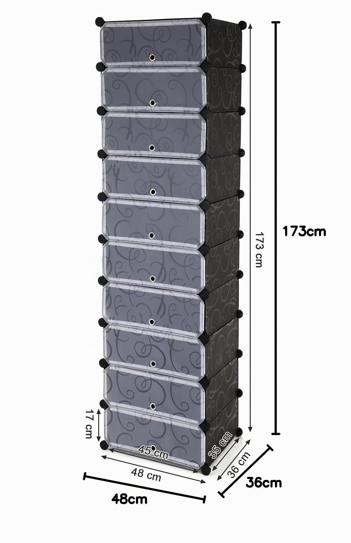 songmics-schuhschrank-lpc10h-10-ebenen-steckregal-48-x-36-x-105-cm-schwarz image 7
