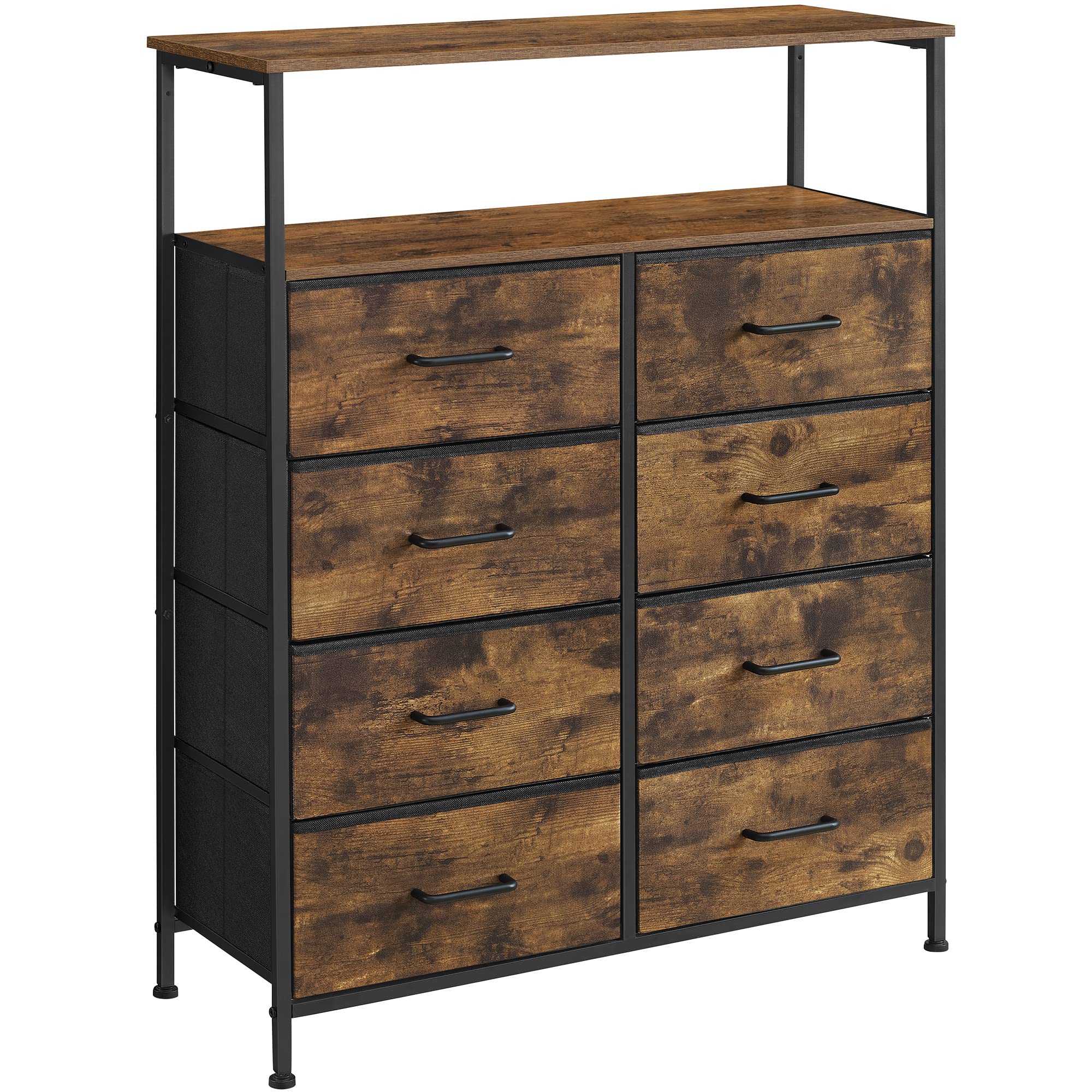 songmics-kommode-schubladenschrank-8-stoffschubladen-vintagebraun-schwarz image 1