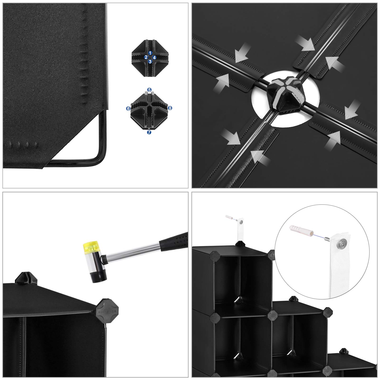 songmics-16-w-rfel-aufbewahrungseinheit-schuhregal-diy-30-x-111-2-x-86-2-cm-schw image 5