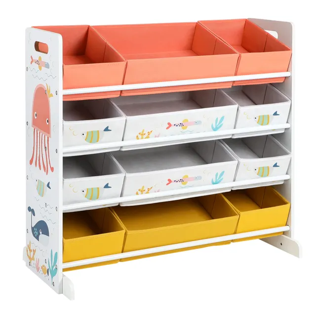 songmics-spielzeugregal-gkrs04wt-kinderzimmerregal-mit-12-stoffboxen-f-r-b-cher- image 1