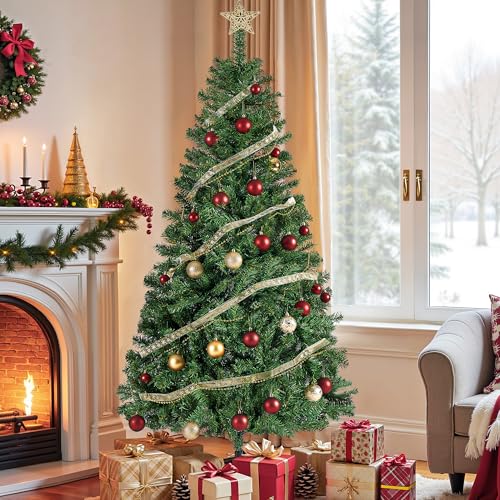 songmics-k-nstlicher-weihnachtsbaum-180-cm-tannenbaum-mit-kugeln-pvc-metallst-nd image 7