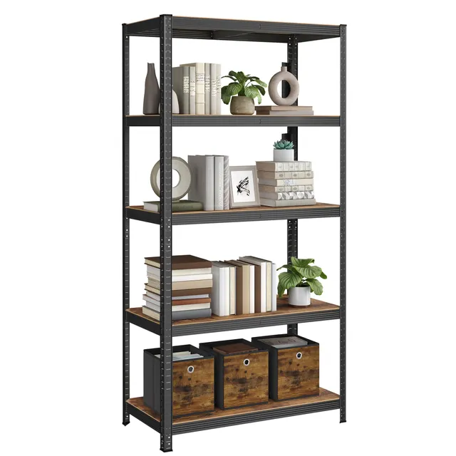 songmics-standregal-50-x-100-x-200-cm-vintagebraun-schwarz-glr050b11 image 1