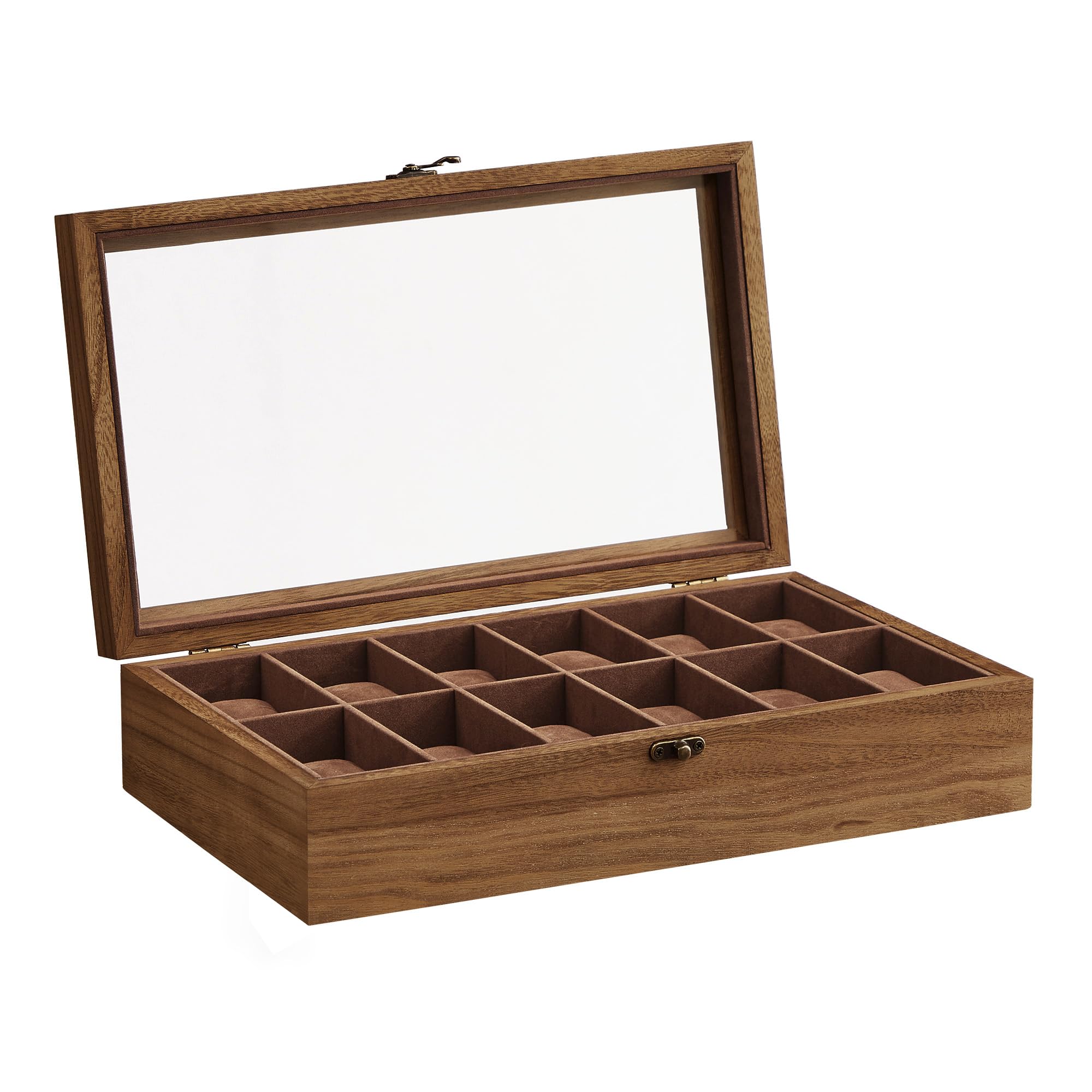 songmics-uhrenbox-12-f-cher-massivholz-mit-glasdeckel image 1