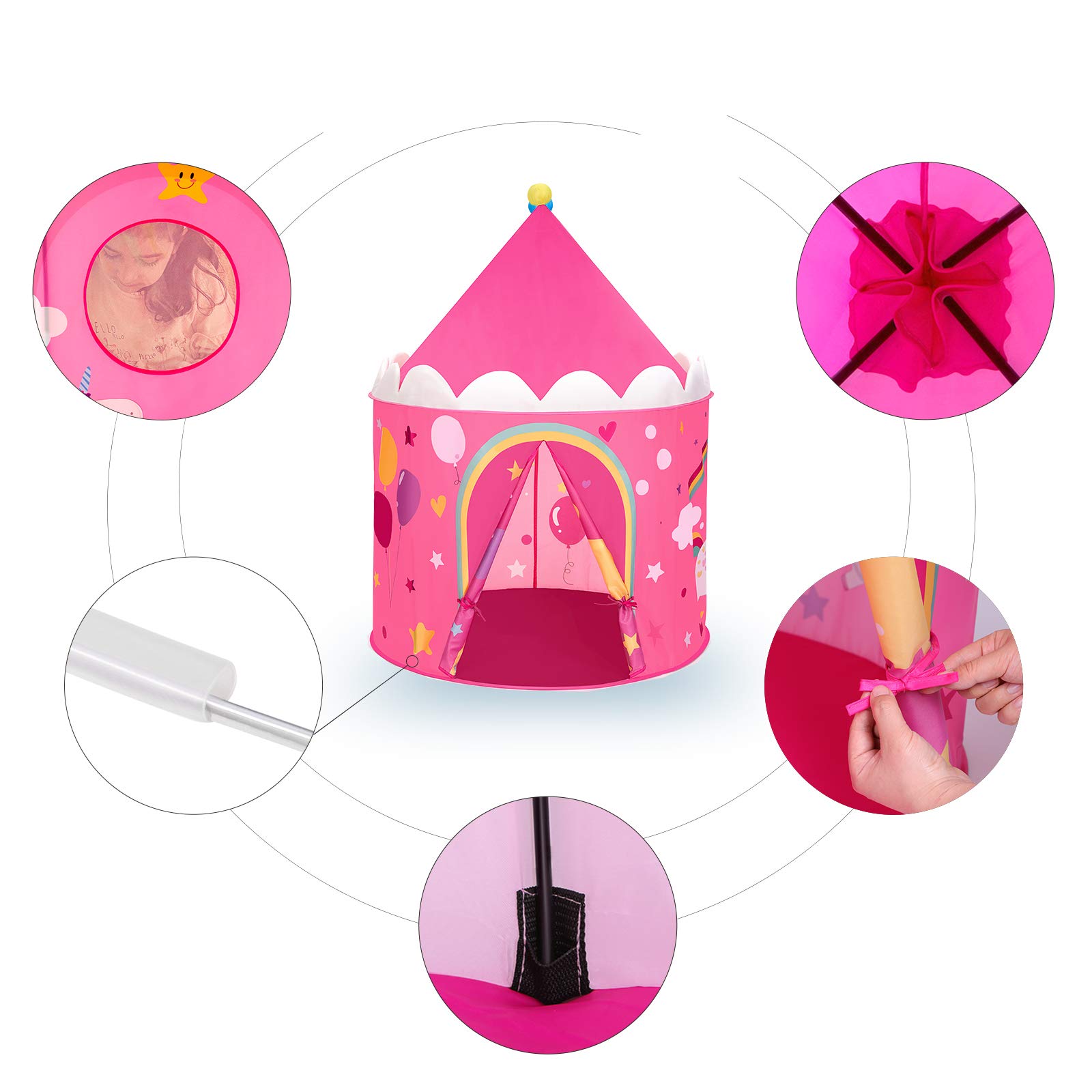 songmics-spielzelt-prinzessinnenschloss-pop-up-tipi-pink-gelb-lpt04py image 4