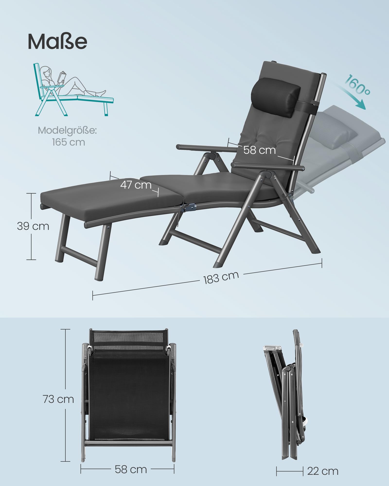 songmics-sonnenliege-faltbar-mit-6-cm-kissen-schiefergrau-150-kg image 3