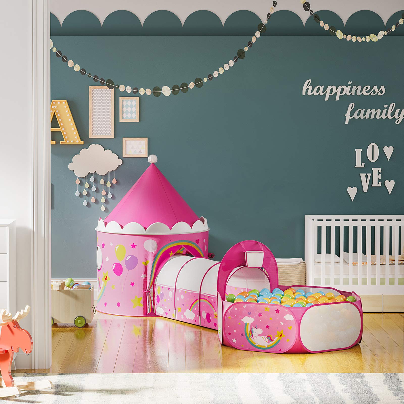 songmics-3-in-1-spielzelt-lpt701p01-pop-up-mit-tunnel-pink image 3