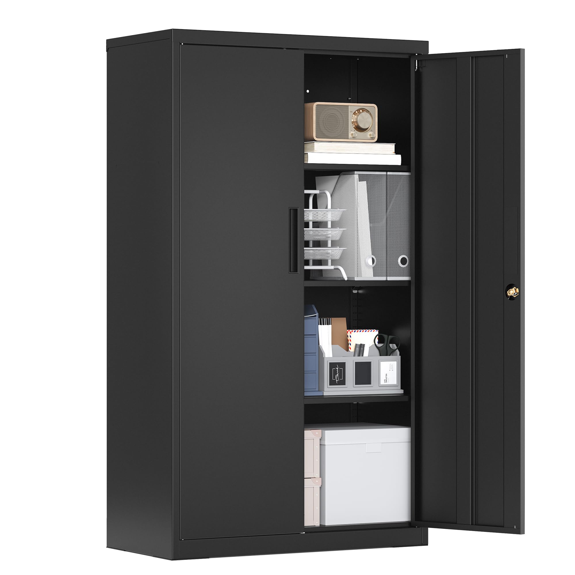 songmics-aktenschrank-abschlie-bar-80-x-40-x-140-cm-metallschrank-mit-2-t-ren image 1