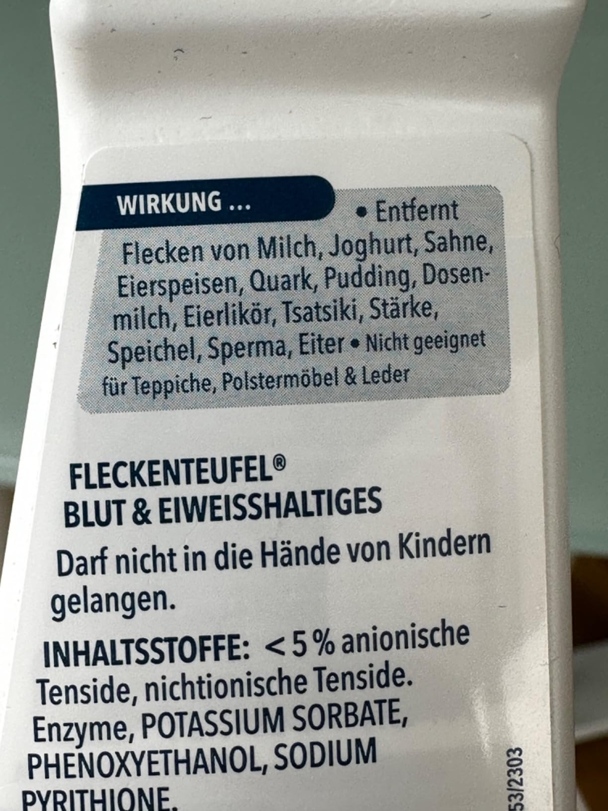 Bei altem Fleck nur blasser