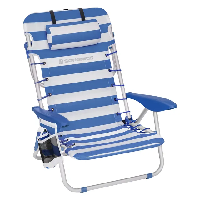 songmics-strandstuhl-gcb62bu-faltbar-blau-wei-mit-schultergurt image 1