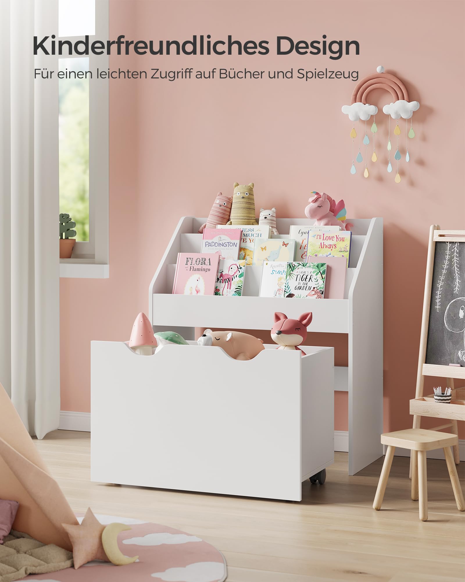songmics-kinderregal-b-cherregal-mit-3-ebenen-und-rollbox-gkr041w10 image 4