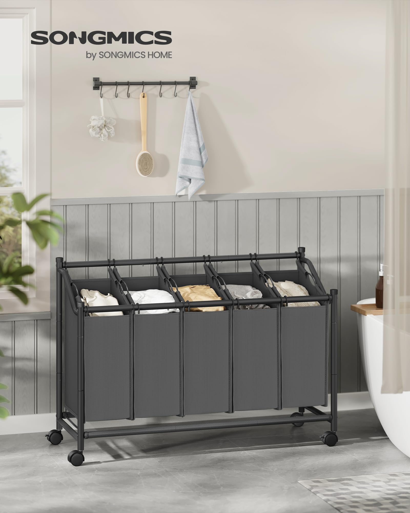 songmics-rls103g01-w-schekorb-mit-rollen-5x35l-175l-schiefergrau image 2