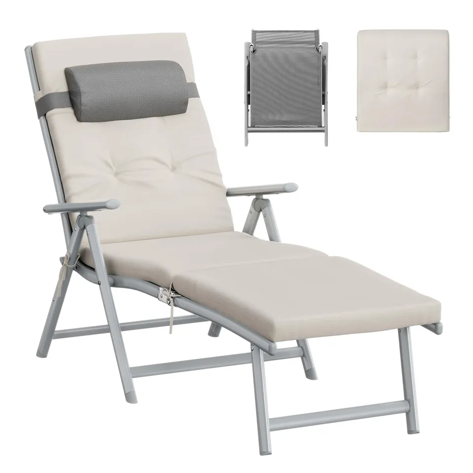songmics-sonnenliege-klappbar-mit-6-cm-polster-liegestuhl-150-kg image 1