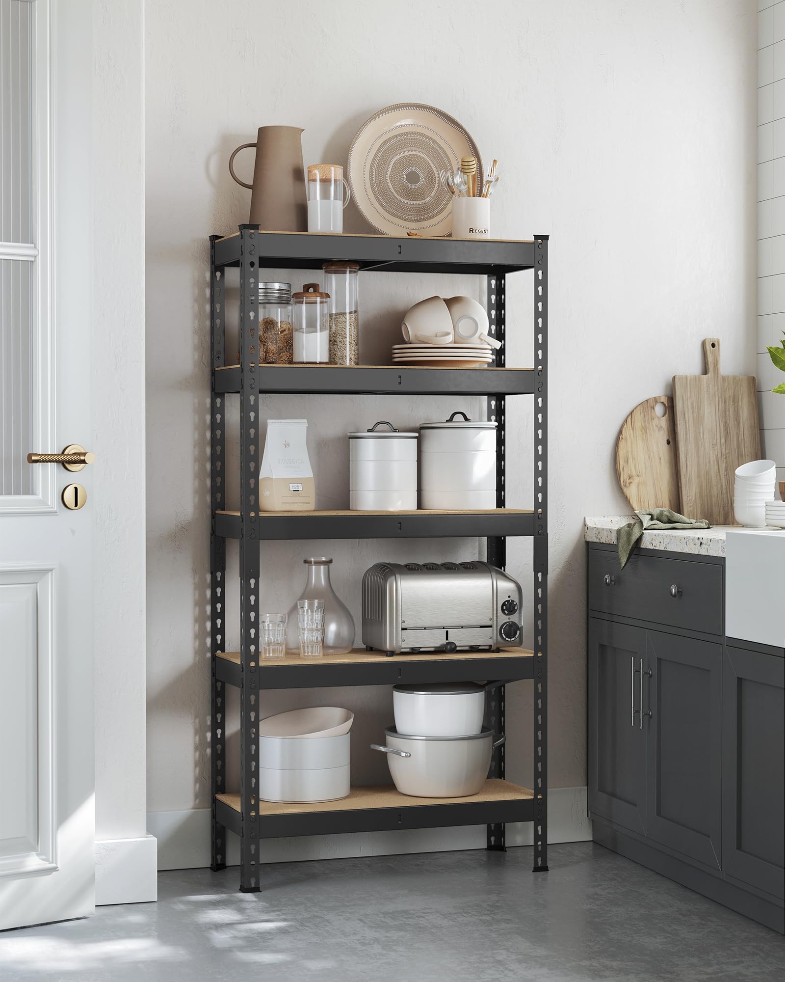 songmics-schwerlastregal-glr300b01-standregal-30x75x150-cm-5-ablagen-schwarz image 2