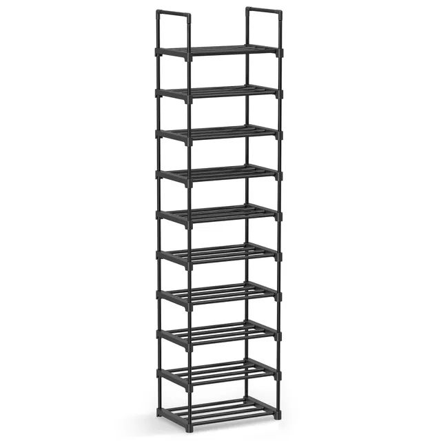 songmics-schuhregal-10-ebenen-metall-30x45x174-cm-lsa25bk-schwarz image 1