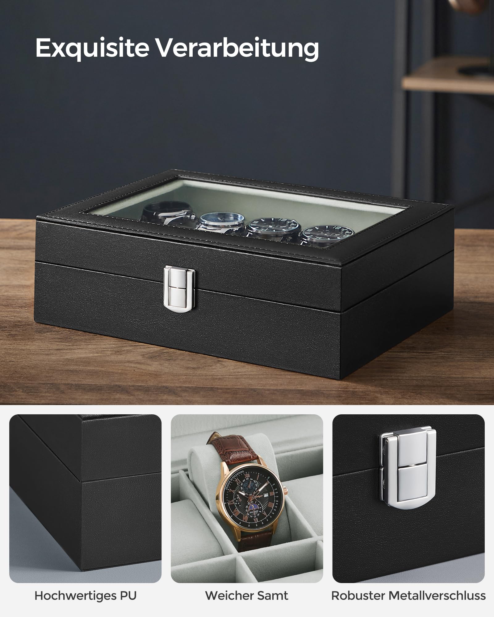songmics-jwb010bk-uhrenbox-10-f-cher-mit-glasdeckel-und-samt-pu-schwarz image 3