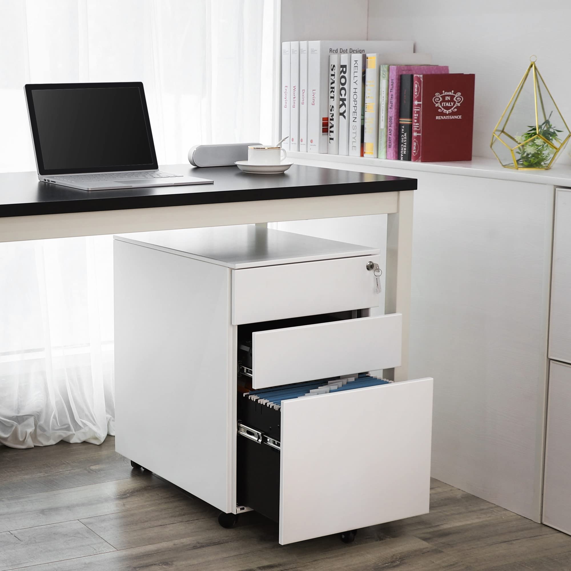 songmics-rollcontainer-ofc60wt-wei-3-schubladen-abschlie-bar-52x39x60-cm image 2