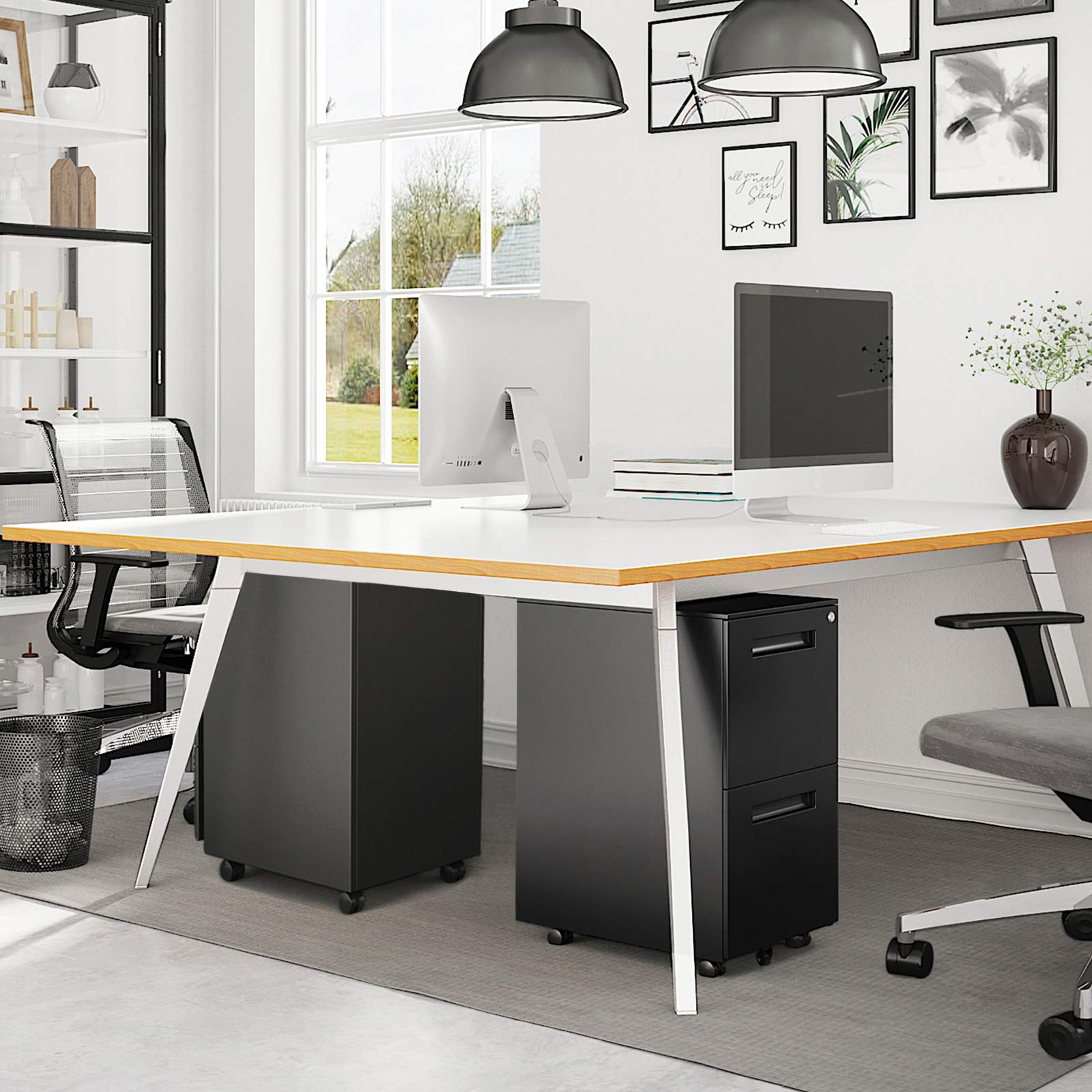 songmics-rollcontainer-ofc52bk-aktenschrank-2-schubladen-abschlie-bar-45-x-39-x- image 4