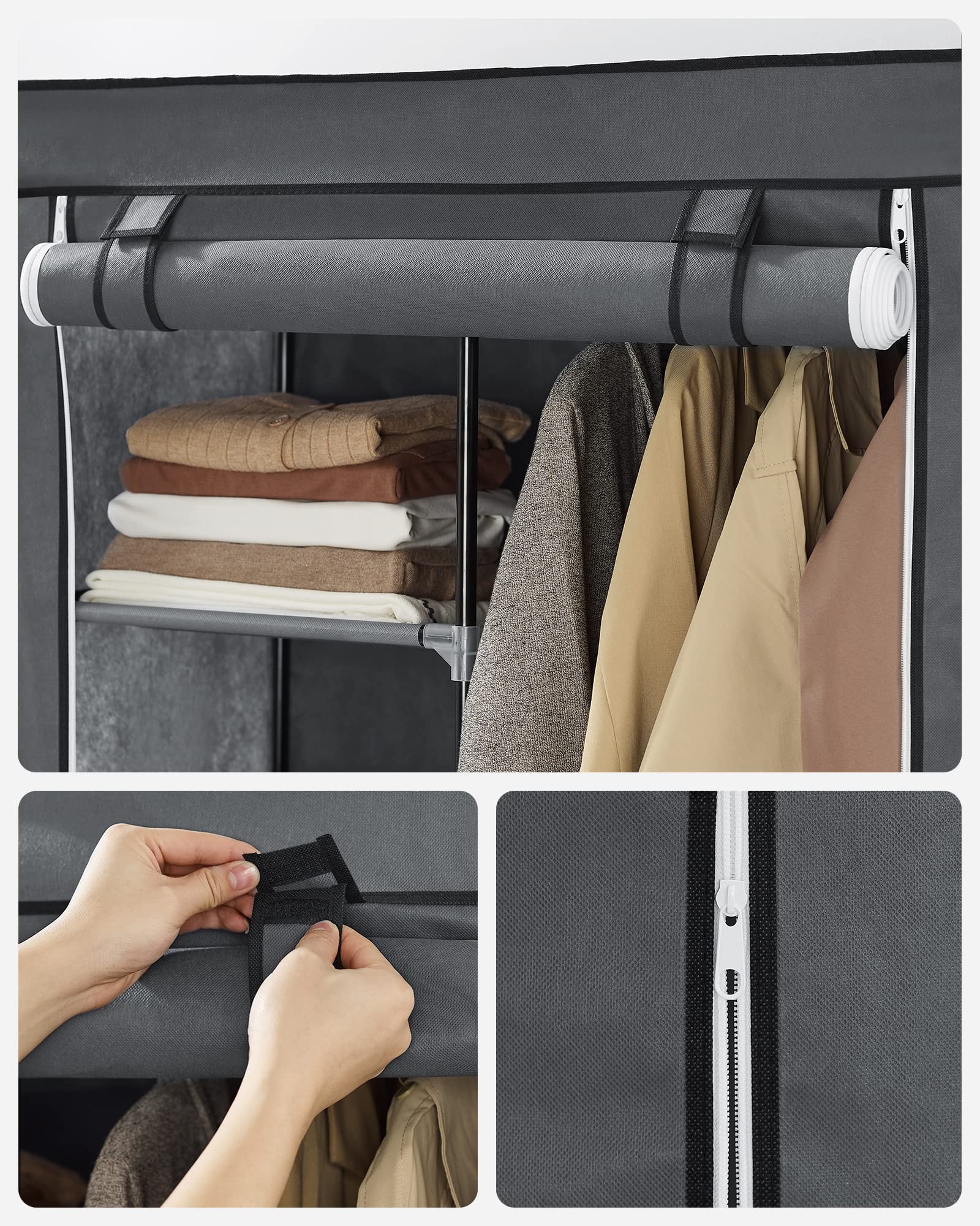 songmics-kleiderschrank-stoffschrank-ryg84g-grau-88-x-45-x-168-cm-mit-6-ablagen image 6