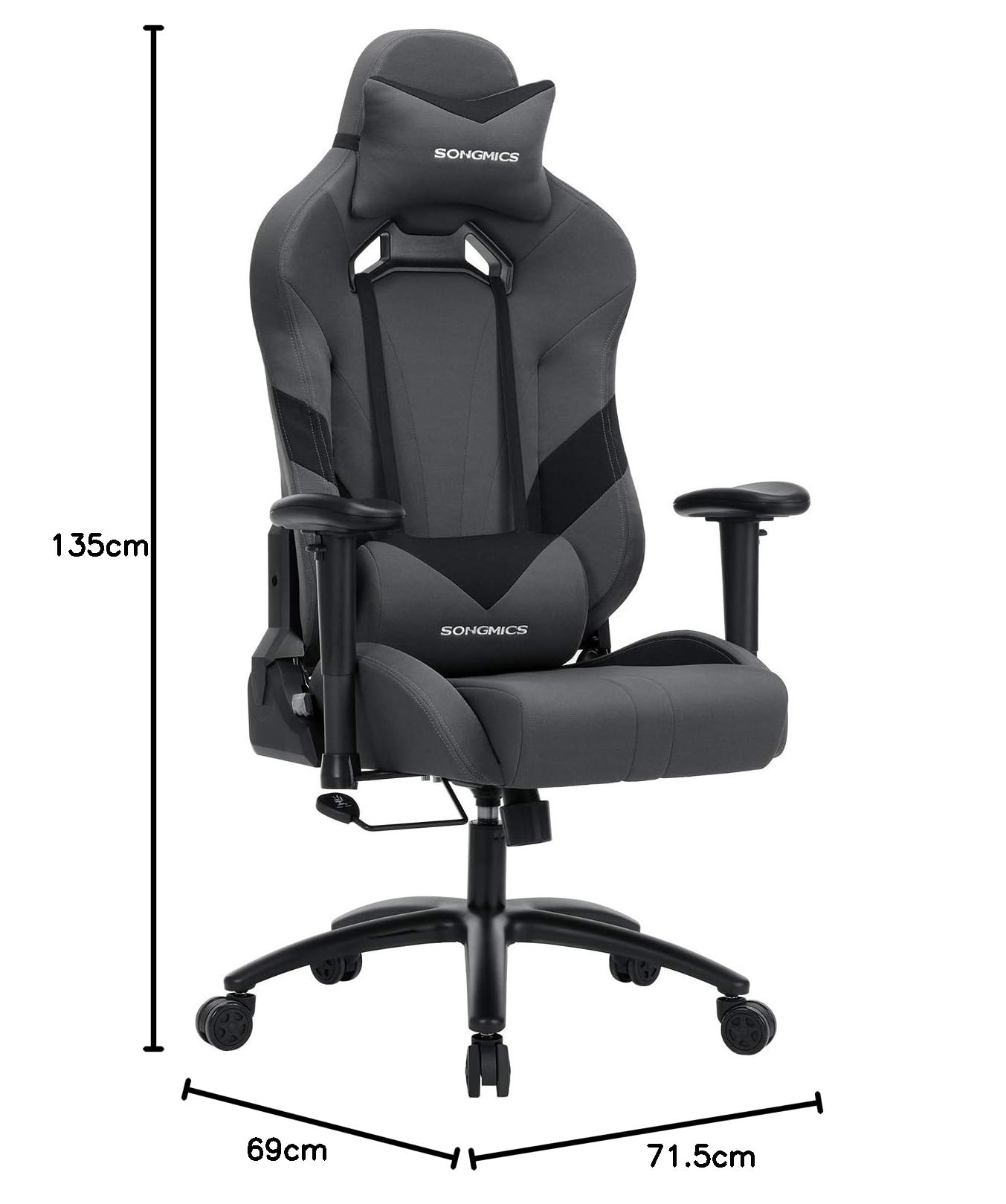 songmics-b-rostuhl-gaming-stuhl-rcg13g-grau-schwarz-124-132-cm image 3