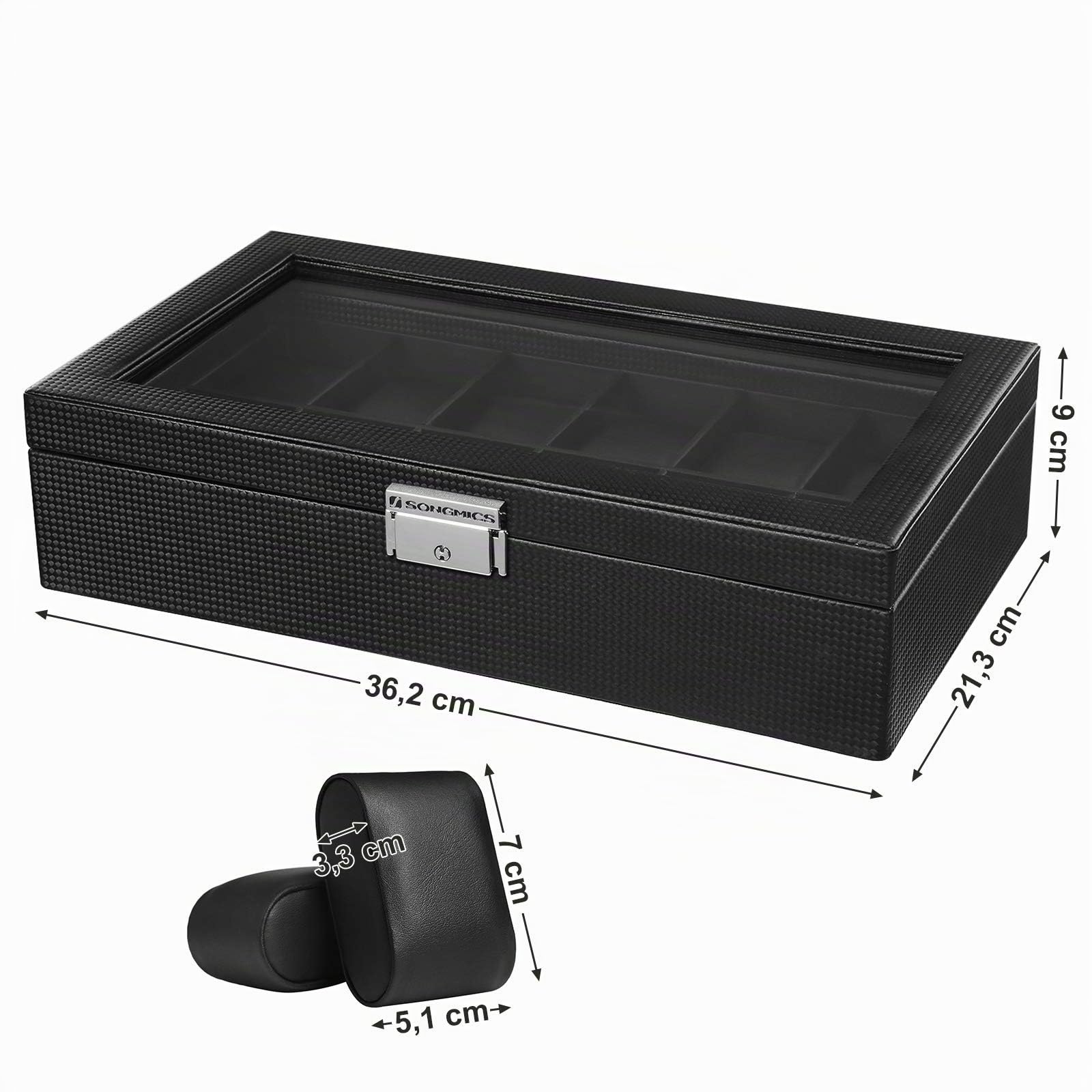songmics-uhrenbox-12-f-cher-mit-glasdeckel-schwarz-jwb302h image 6