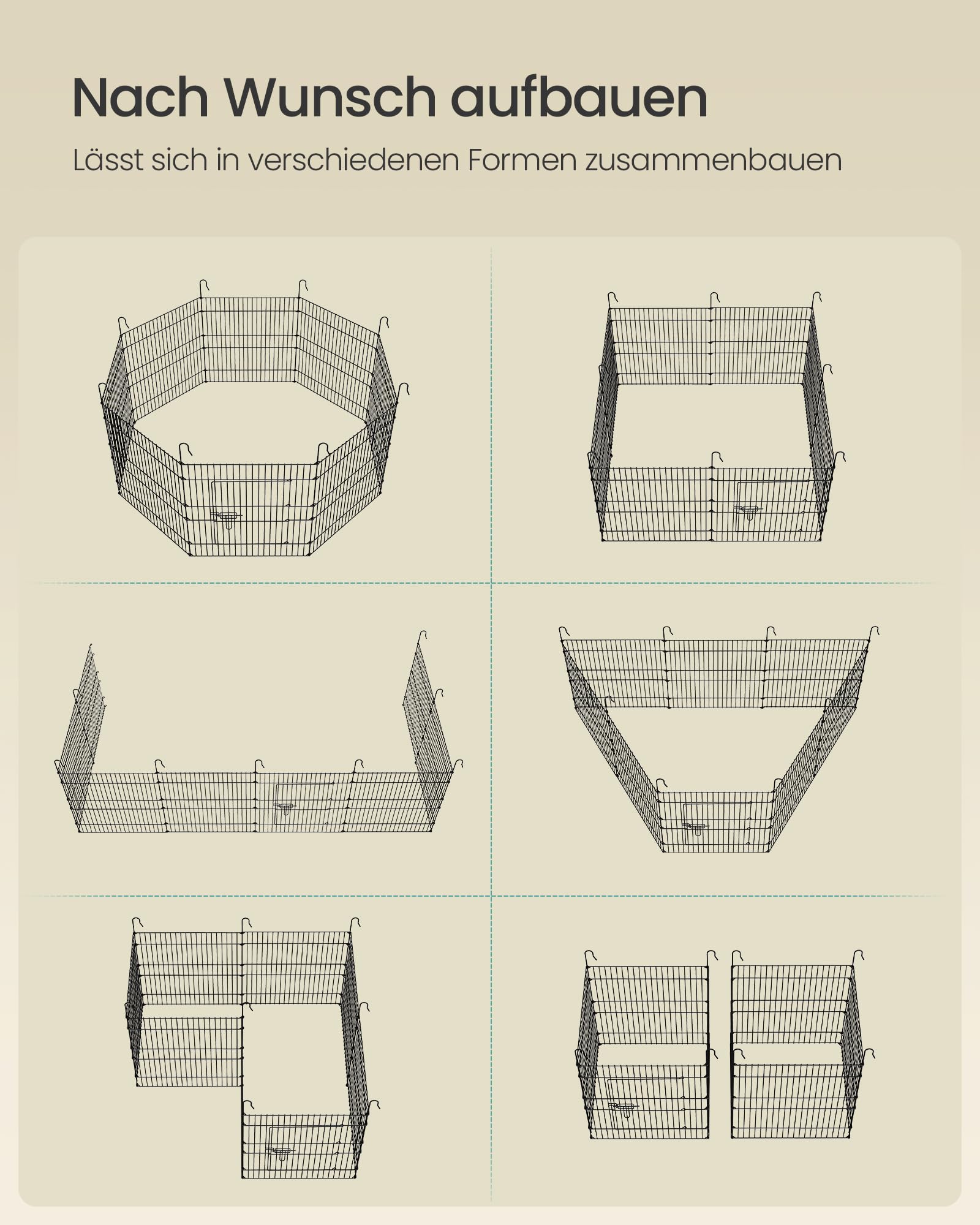 songmics-kleintiergehege-freilaufgehege-mit-abdeckung-8-gitterplatten image 7
