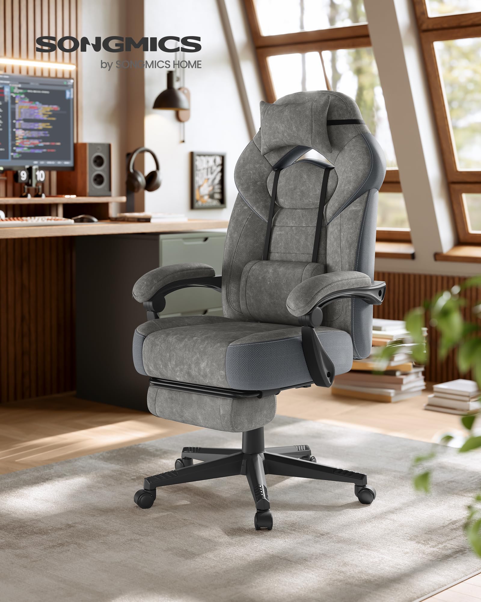 songmics-gaming-stuhl-obg077g01-ergonomisch-mit-fu-st-tze-und-lendenkissen-150-k image 2