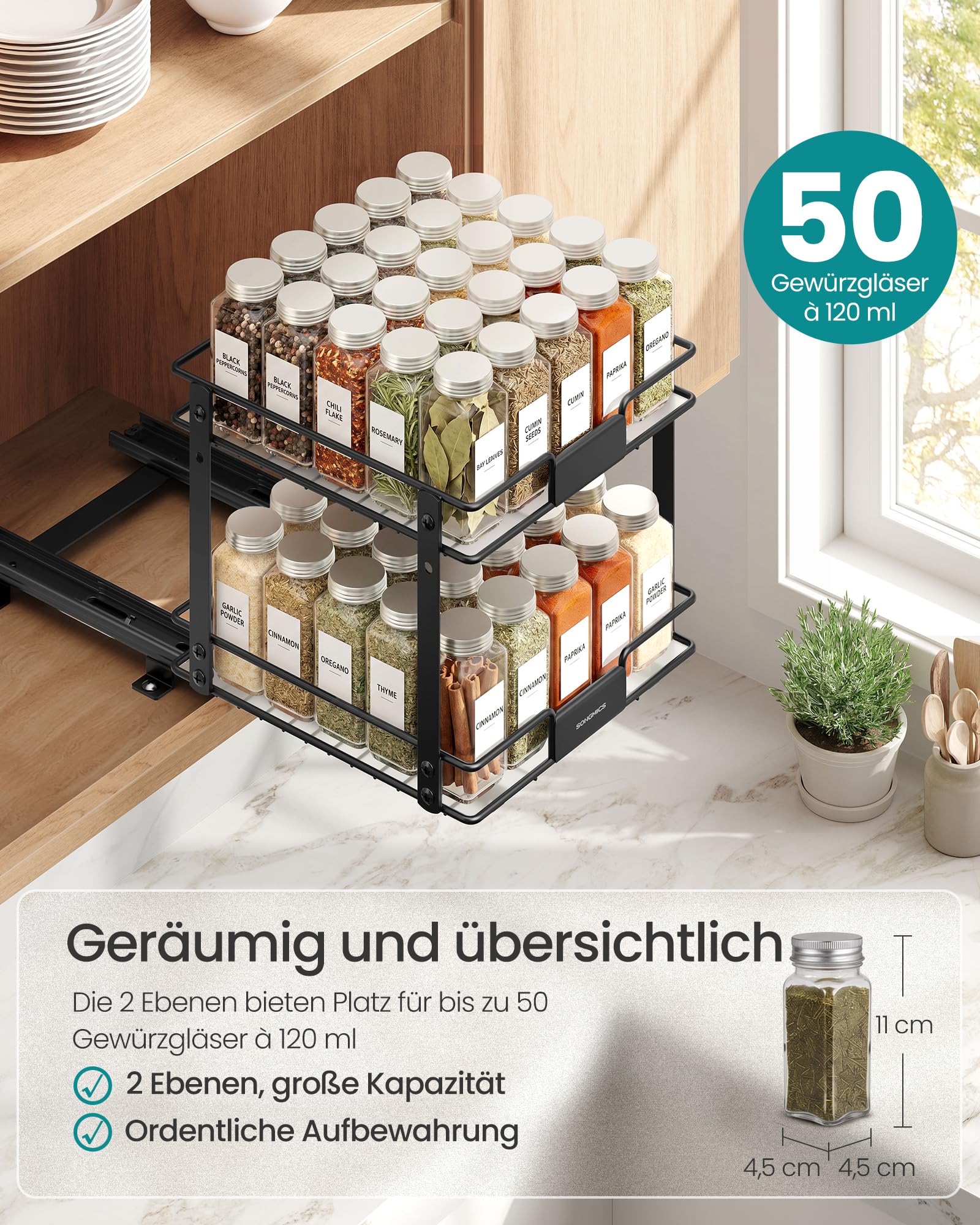 songmics-gew-rzregal-ausziehbar-2-etagen-aus-stahl-schwarz image 3