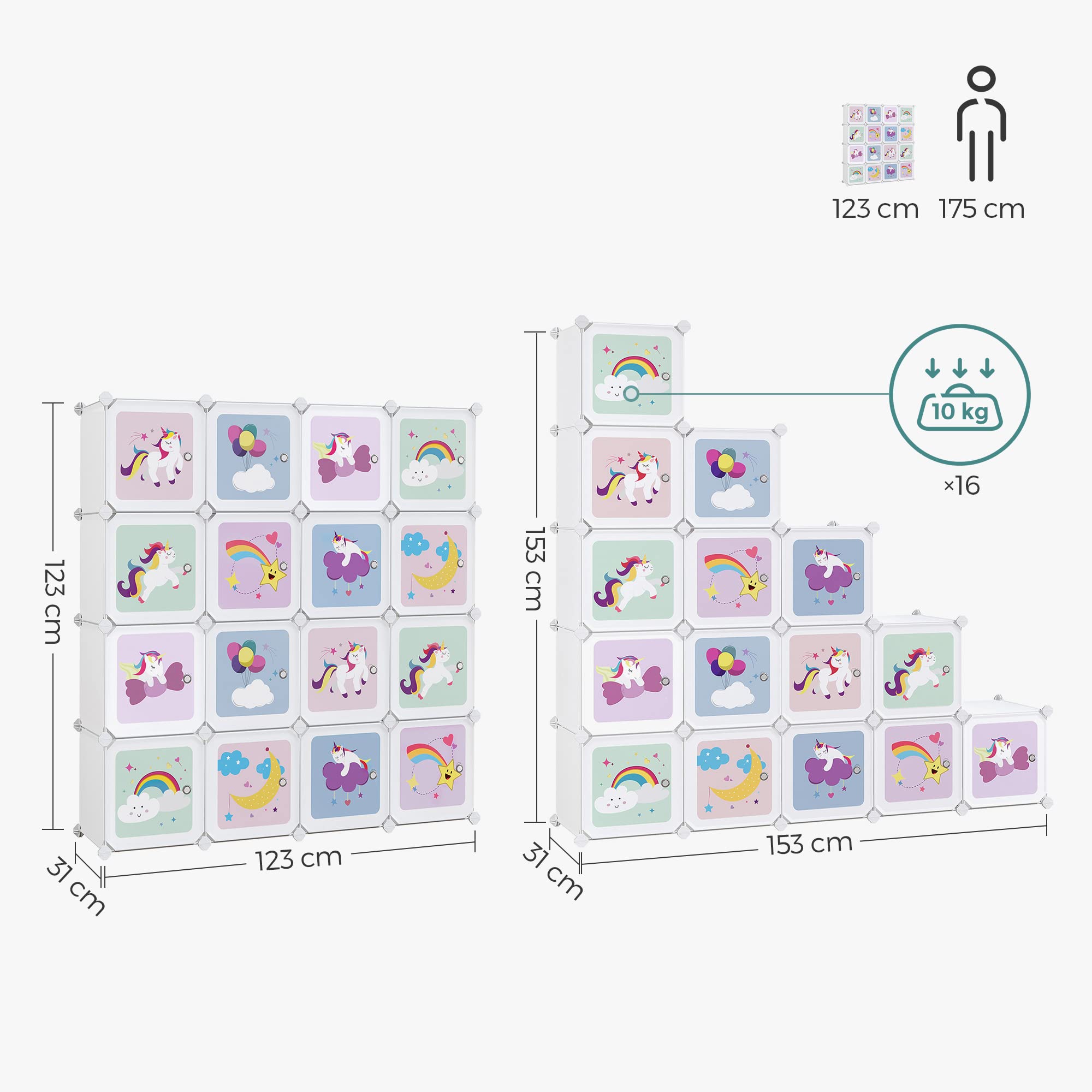 songmics-lpc906w01-steckregal-mit-16-w-rfeln-und-t-ren-wei-123x31x123-cm image 3