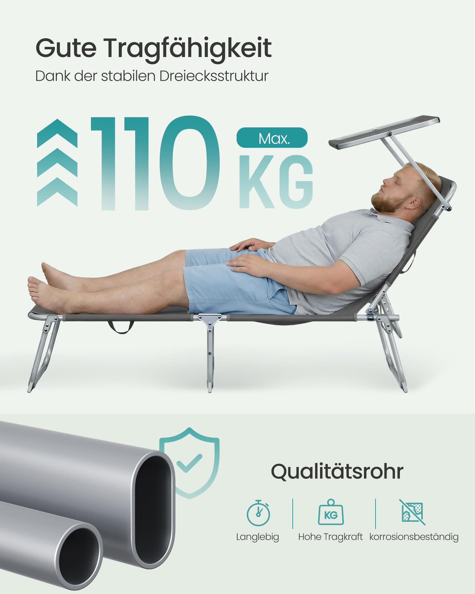 songmics-sonnenliege-klappbar-gcb194gz02-189x53x28-5-cm-grau-bis-110-kg image 7