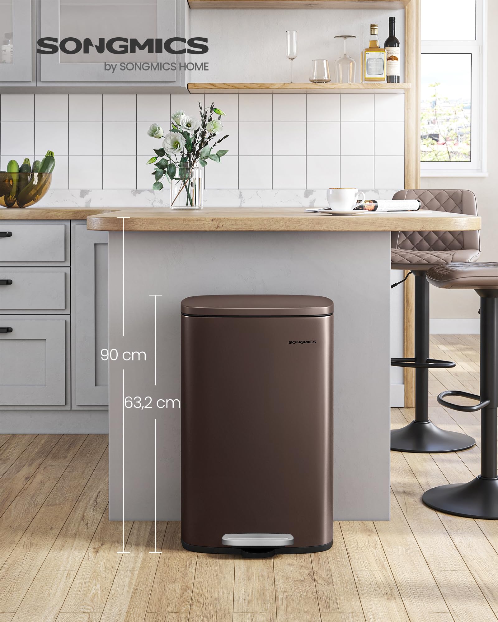 songmics-k-chenabfalleimer-50-l-ltb50br02-treteimer-stahl-braun-soft-close image 2