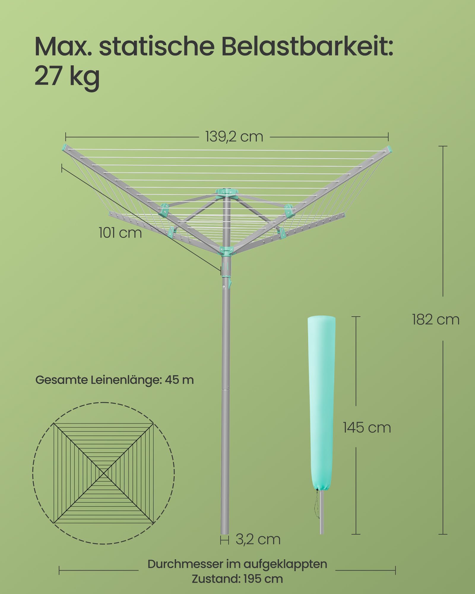 songmics-w-schespinne-drehbar-klappbar-45-m-w-scheleine image 6