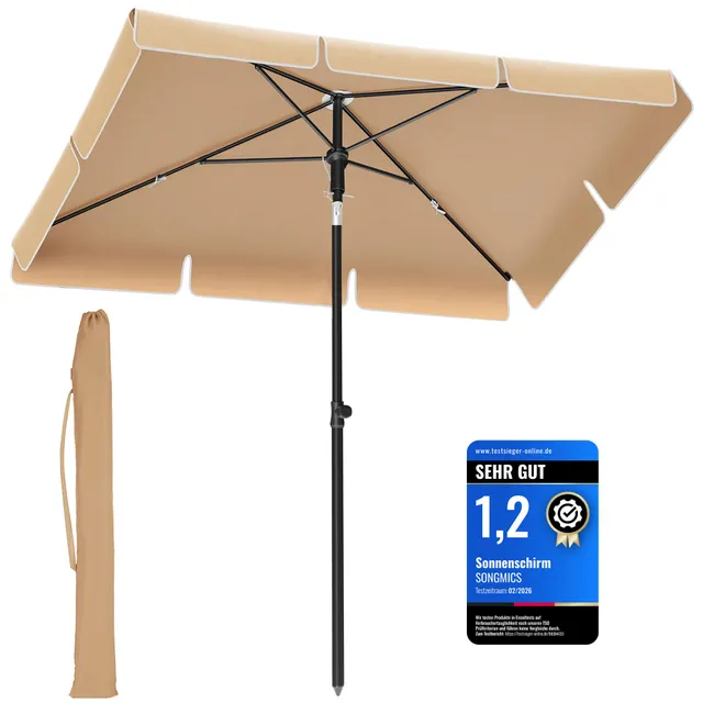 songmics-sonnenschirm-gpu25br-200-x-125-cm-taupe-ohne-st-nder image 1